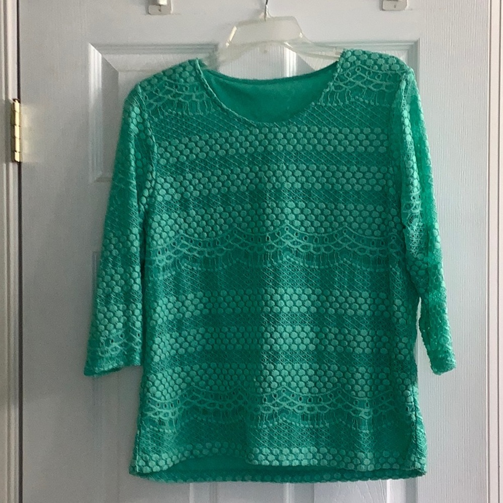 Green knit top